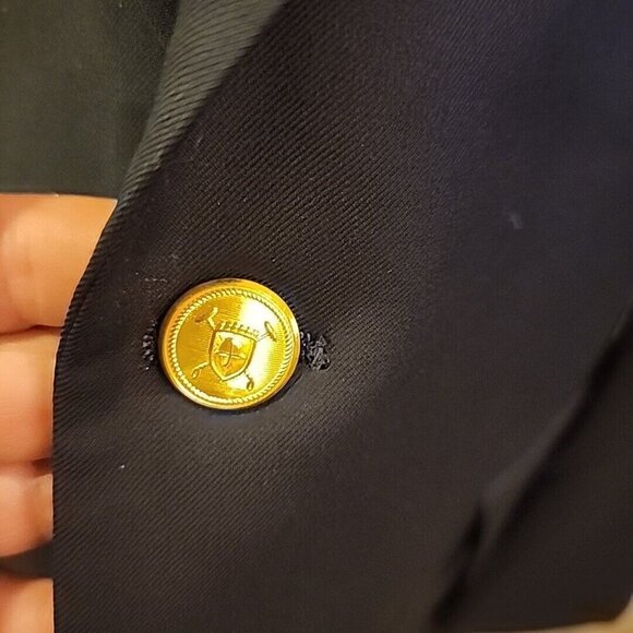 Lauren Ralph Lauren Men's 46L Navy Blue 100% Wool 2 GOLD Button Blazer Jacket - Picture 2 of 11